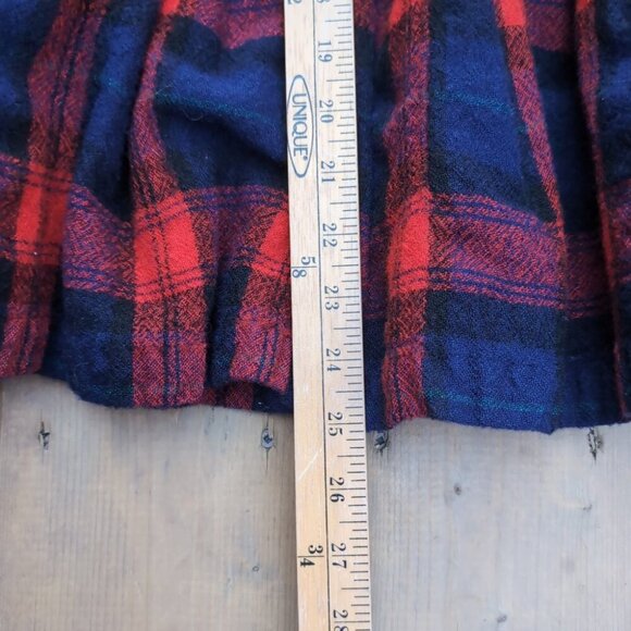 Vintage Knee Length A-Line Skirt Women's Red Plaid Pleated Retro Side Zipper - Picture 2 of 4